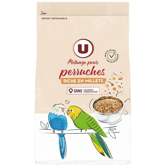 U Mélange pour perruches au millet  paquet de 1kg