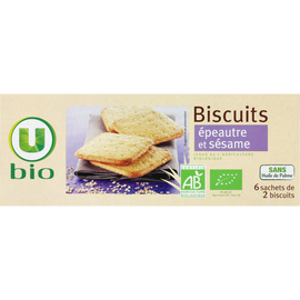 U BIO Biscuits bio épeautre et sésames paquet de 150g