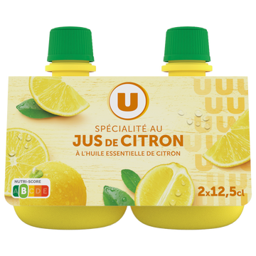 U Jus de citron jaune  2x12,5cl