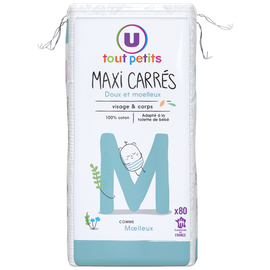 U TOUT PETITS Cotons bébé maxi carrés -  x80
