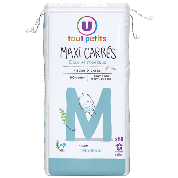 U TOUT PETITS Cotons bébé maxi carrés -  x80