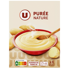 U Purée nature, 4 sachets de 125g soit 500g