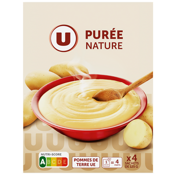 U Purée nature, 4 sachets de 125g soit 500g