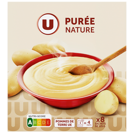 U Purée nature, 8 sachets de 125g soit 1kg