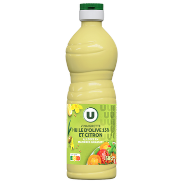 U Vinaigrette allégée en matières grasses à l'huile d'olive 13% et au citron  50cl