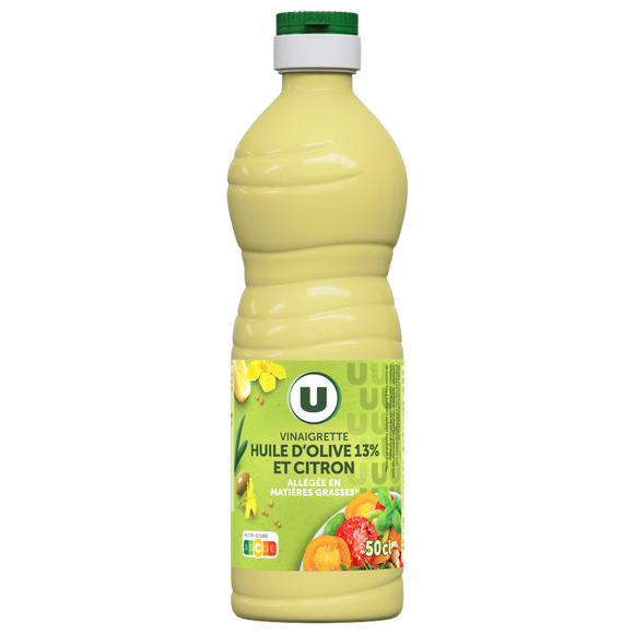 U Vinaigrette allégée en matières grasses à l'huile d'olive 13% et au citron  50cl