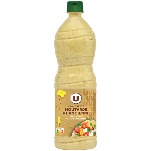 U Vinaigrette allégée en matières grasses à la moutarde à l'ancienne bouteille de 1 litre