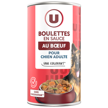 U Boîte pour chien Boulettes au boeuf en sauce boite 3/2 1,25kg