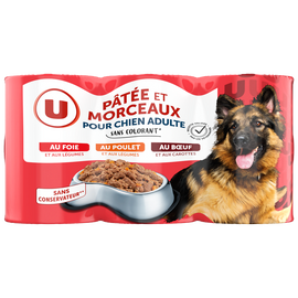 U Boîtes pour Chien Pâtée et morceaux viandes & légumes boite 3x400g