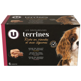 U Aliment pour chien Savoureuses terrines riche en viandes & légumes 6x300g