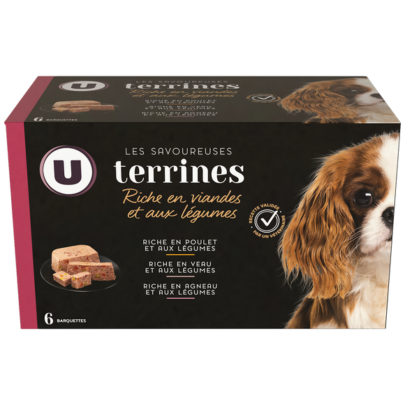 U Aliment pour chien Savoureuses terrines riche en viandes & légumes 6x300g