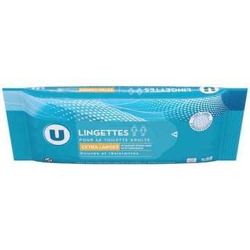 U Lingettes pour la toilette adulte extra large  Boite de 48