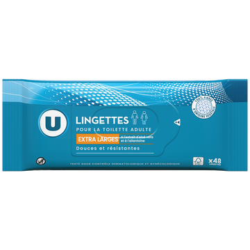 U Lingettes pour la toilette adulte extra large Boite de 48
