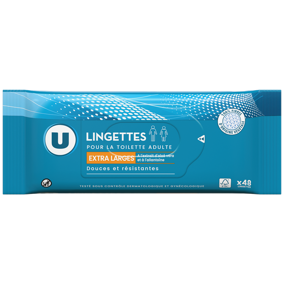 U Lingettes pour la toilette adulte extra large Boite de 48