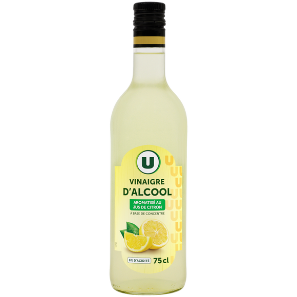 U Vinaigre d'Alcool au Jus de Citron 6°  bouteille en verre de 75cl