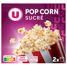 U Popcorn sucré micro ondable en gobelet U, 2x90g