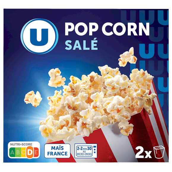 U Popcorn salé micro ondable en gobelet U, 2x90g