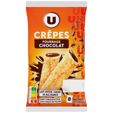 U MAT ET LOU Crêpes fourrées au chocolat - x 8, 256g