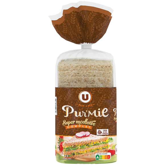 U Pain de mie complet sans croute  500g