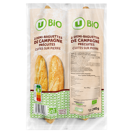 U BIO Demi baguette de campagne précuite  250g