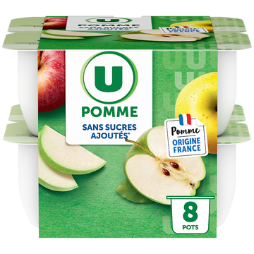 U Purée de pommes sans sucres ajoutés 8 pots de 100g