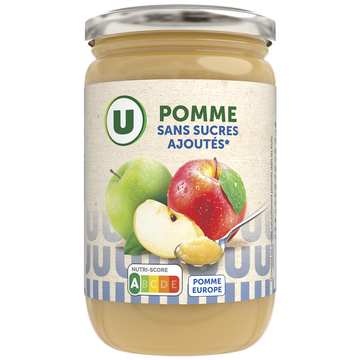 U Purée de pomme sans sucres ajoutés  bocal de 680g