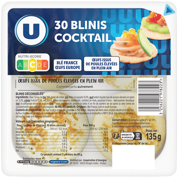 U Mini-blinis cocktail paquet de 135g