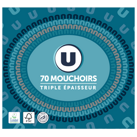 U Mouchoirs blanc 3 plis boite cubique décorée  x70