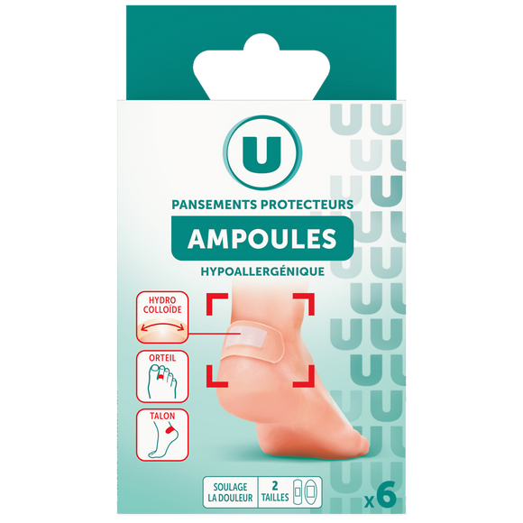 U Pansements protecteurs spécial anti-ampoules x6