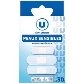 U Pansements extensibles pour peaux sensibles 3 tailles  x30