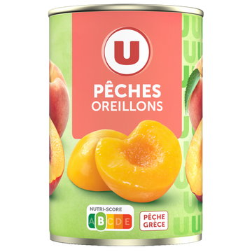 U Oreillons de Pêches au sirop léger  boîte de 230g