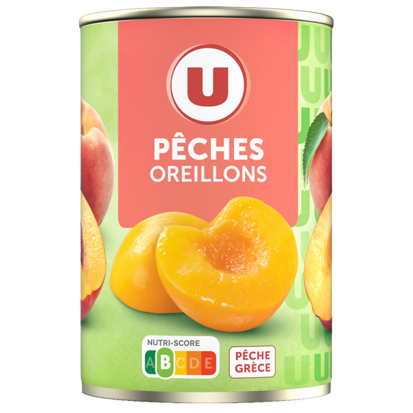 U Oreillons de Pêches au sirop léger  boîte de 230g
