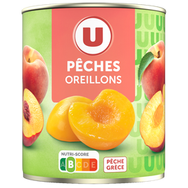 U Oreillons de Pêches au sirop léger  boîte de 465g