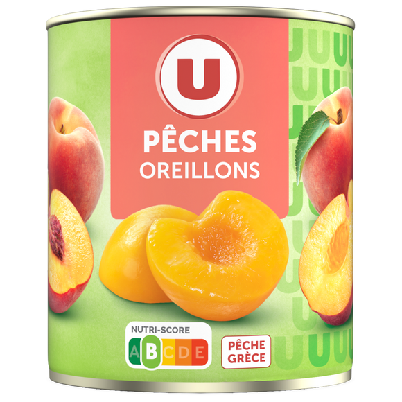 U Oreillons de Pêches au sirop léger  boîte de 465g