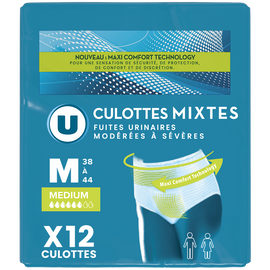 U Culottes incontinence pour adulte absorption maximale - taille M -, x12