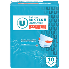 U Culottes incontinence pour adulte absorption maximale - taille L -, x10