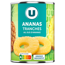 U Ananas tranches entières - boîte de 10 - conserve 340g