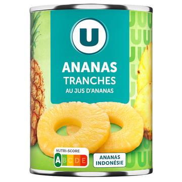 U Ananas tranches entières - boîte de 10 - conserve 340g