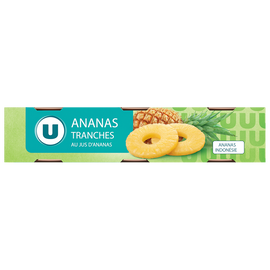 U Ananas tranches entières - conserve 3x1/4, 420g