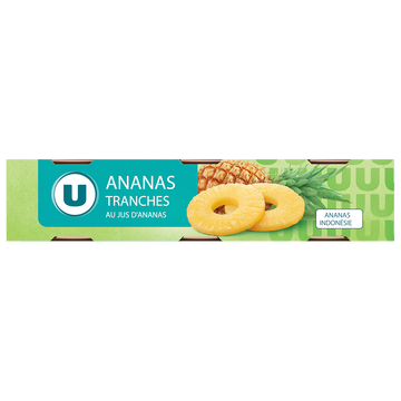 U Ananas tranches entières - conserve 3x1/4, 420g
