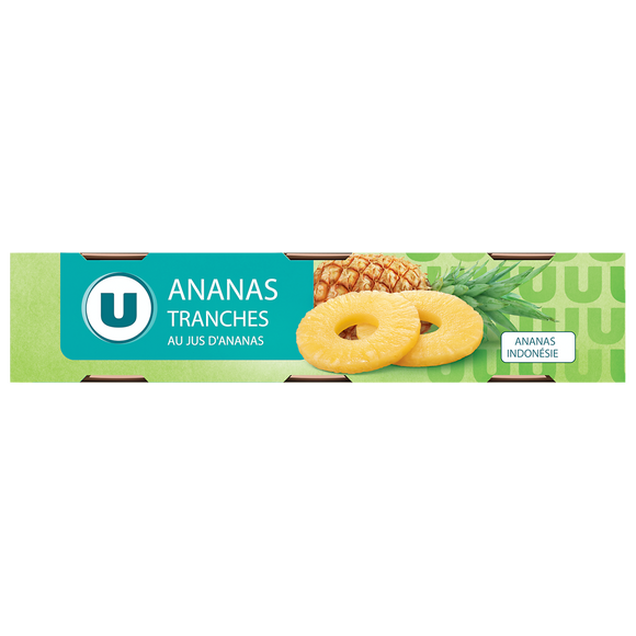 U Ananas tranches entières - conserve 3x1/4, 420g
