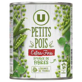 U Petits pois extra fins - Boîte de 560g net égoutté