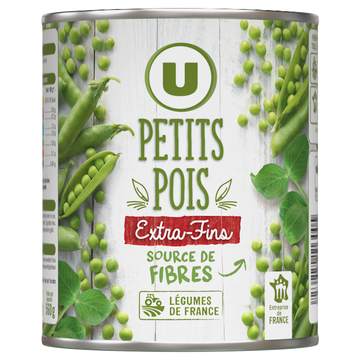 U Petits pois extra fins - Boîte de 560g net égoutté