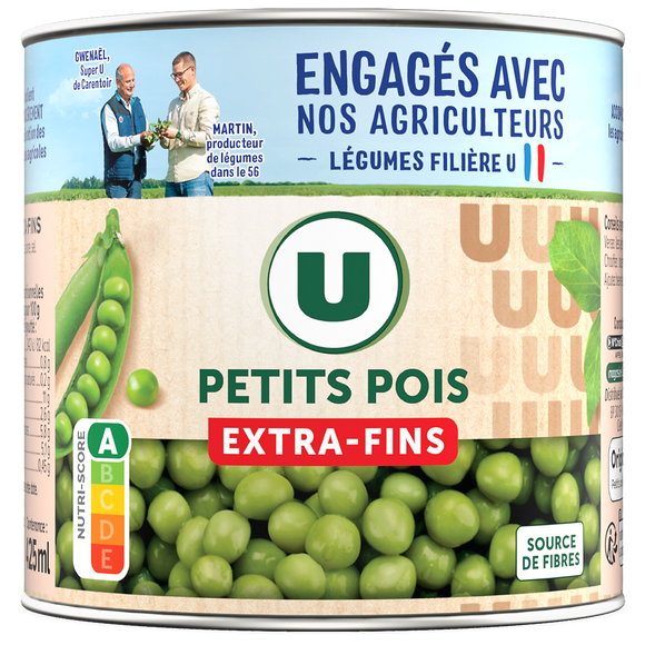 U Petits pois extra-fins - Boîte de 280g net égoutté