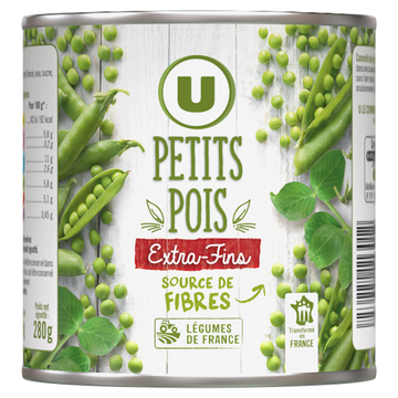 U Petits pois extra-fins - Boîte de 280g net égoutté