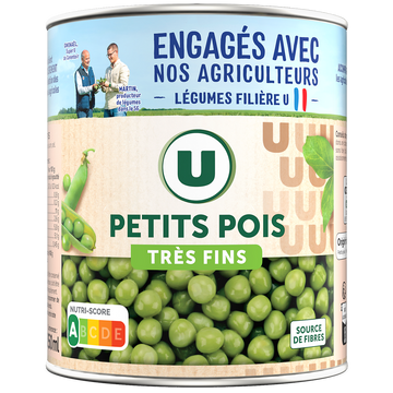 U Petits pois très fins - Boîte de 560g net égoutté
