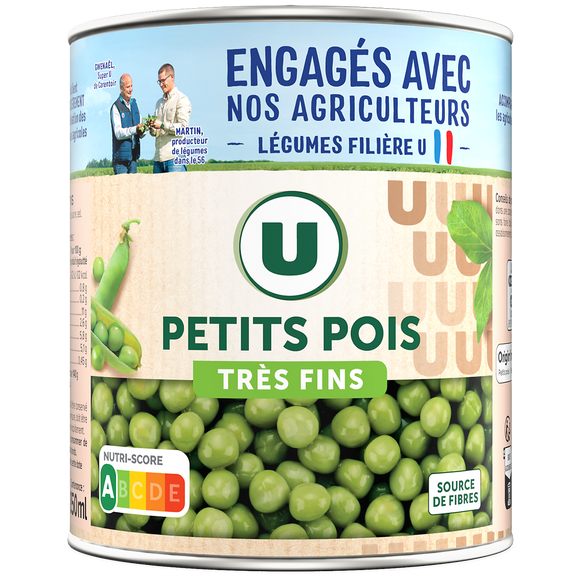 U Petits pois très fins - Boîte de 560g net égoutté