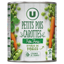 U Petits pois très fins et carottes - Boîte de 530g net égoutté