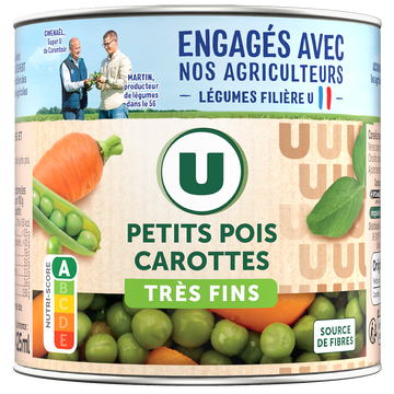 U Petits pois très fins et carottes - Boîte de 265g net égoutté