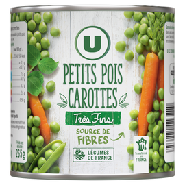 U Petits pois très fins et carottes - Boîte de 265g net égoutté